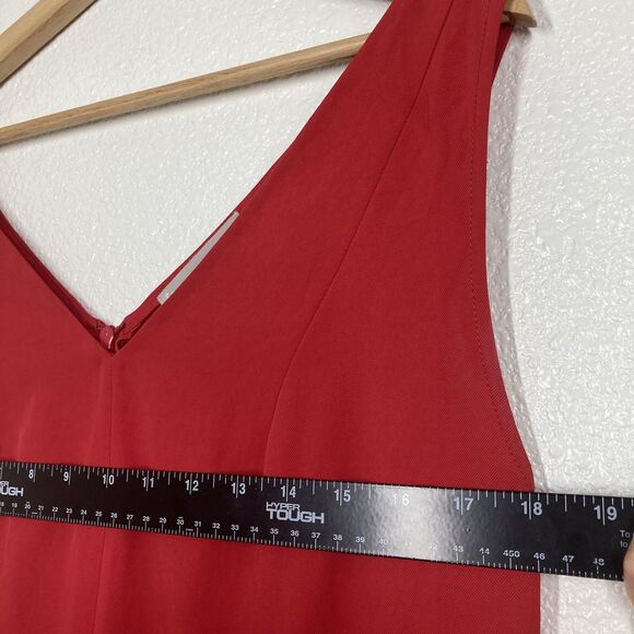 Everlane Jumpsuit Womens 4 Red Sleeveless Wide Leg Belted Linen Blend Pockets - Picture 7 of 16